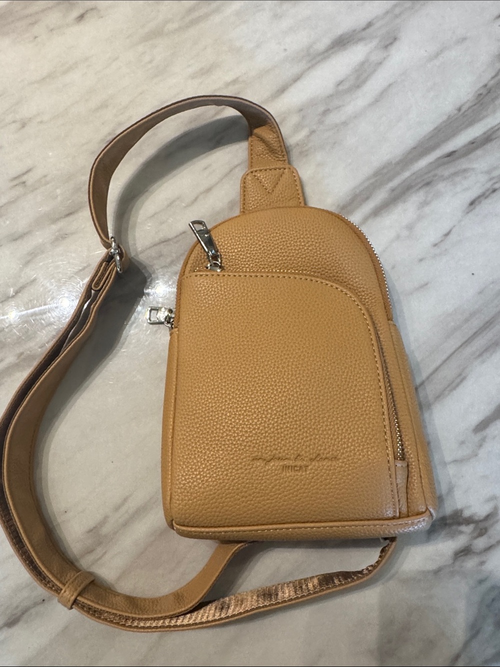Tan Leather Crossbody Sling Bag - Unbranded